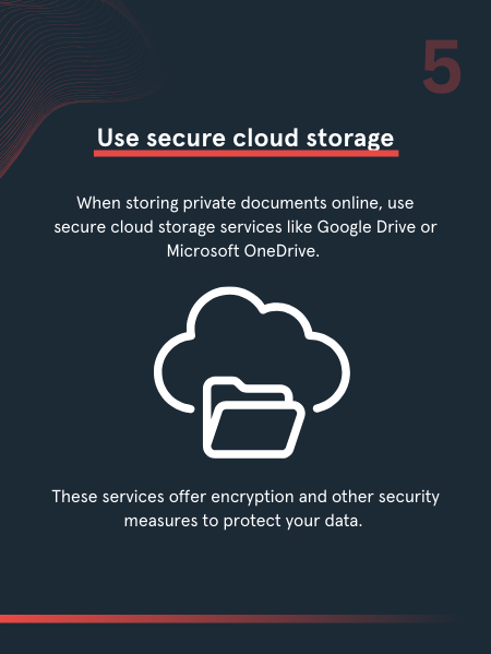 Personal Information Infographic use secure cloud storage